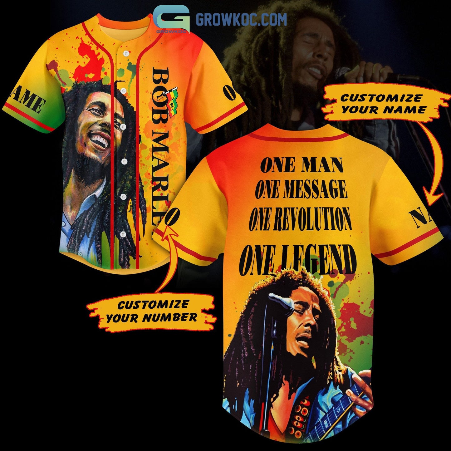 Bob Marley One Man One Message One Legend Personalized Baseball Jersey Unisex T-shirt, Sweatshirt, Hoodie, Long Sleeve Tee - T-Shirt, Sweatshirt, Hoodie