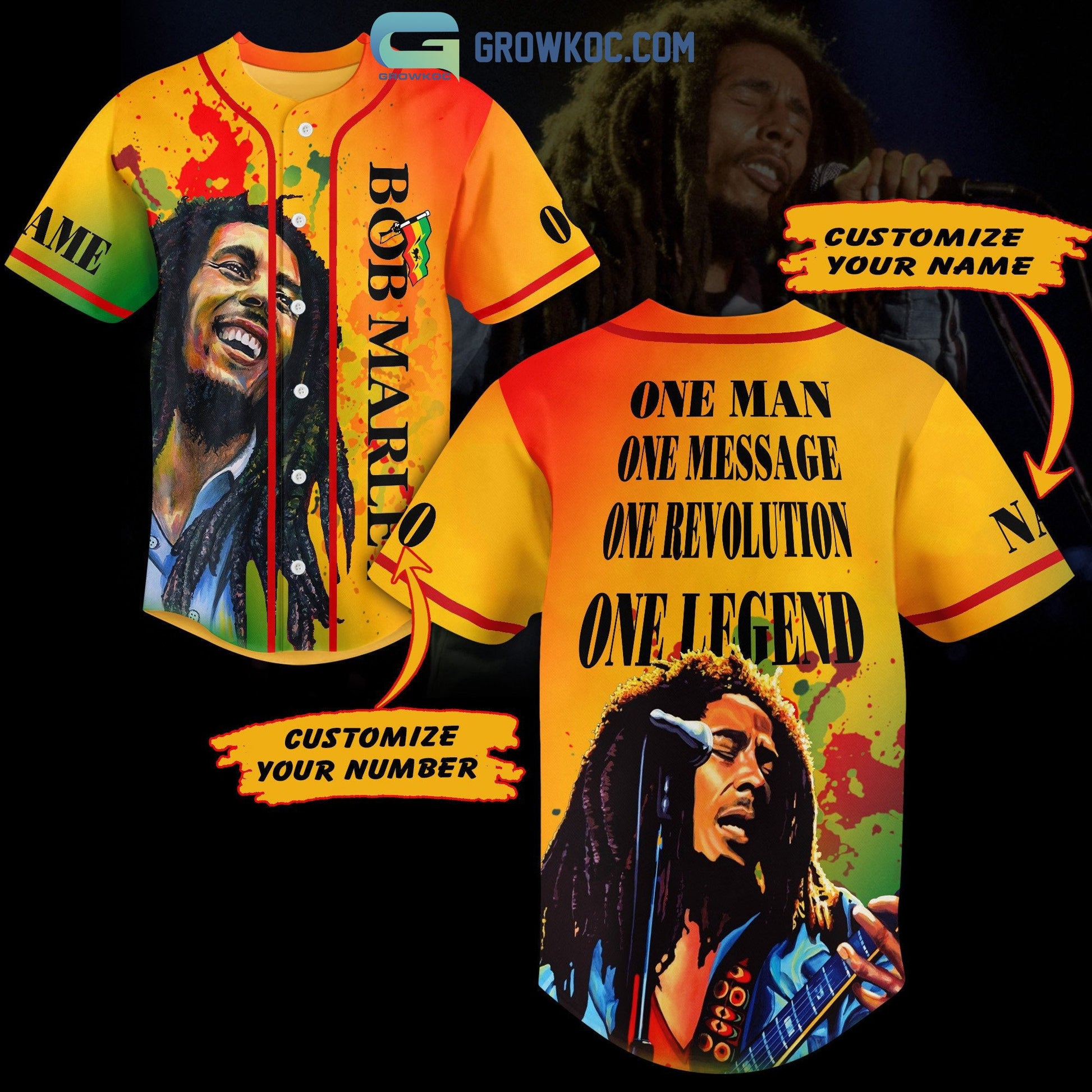 Bob Marley One Man One Message One Legend Personalized Baseball Jersey Unisex T-shirt, Sweatshirt, Hoodie, Long Sleeve Tee - T-Shirt, Sweatshirt, Hoodie