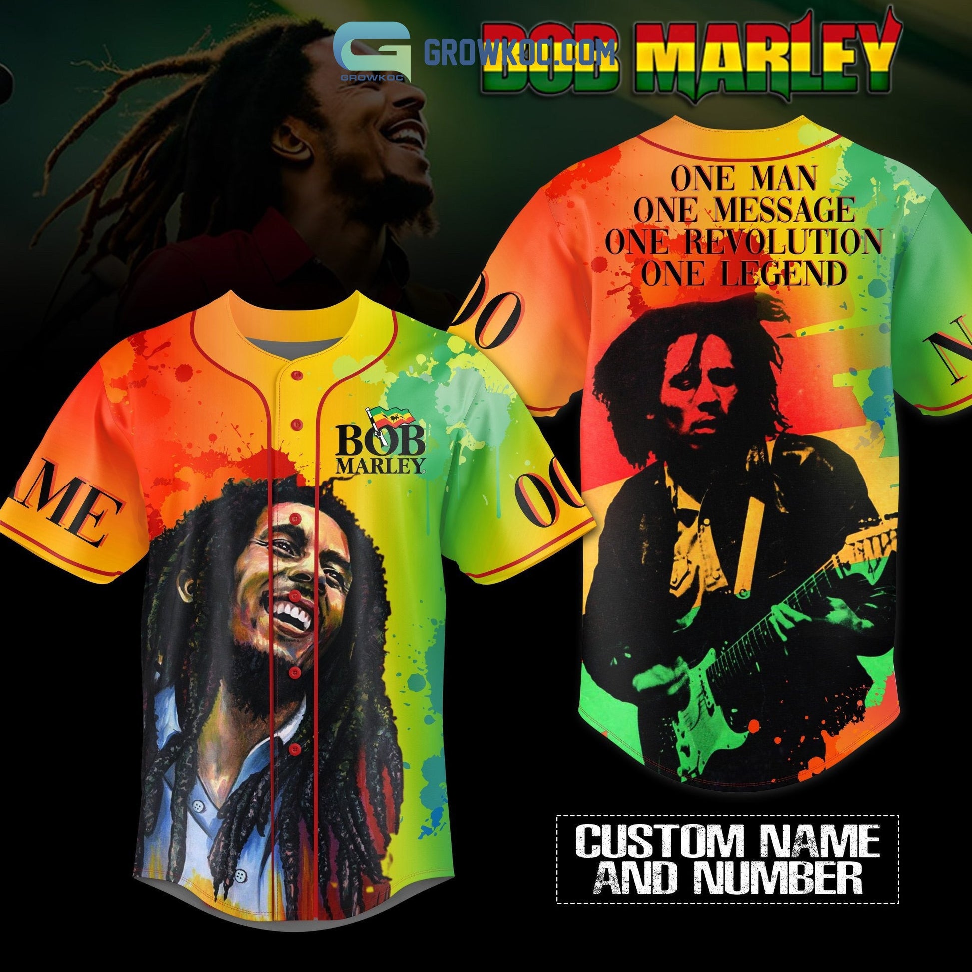 Bob Marley One Man One Message One Revolution One Legend Personalized Baseball Jersey Unisex T-shirt, Sweatshirt, Hoodie, Long Sleeve Tee - T-Shirt, Sweatshirt, Hoodie
