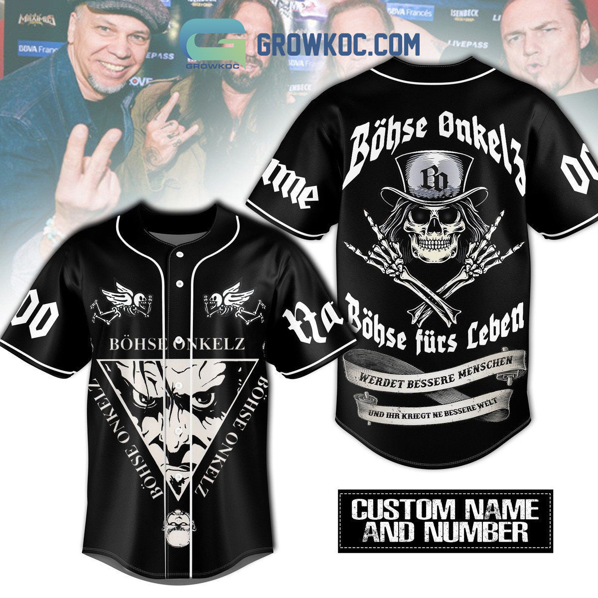 Bohse Onkelz Bohse Furs Leben Werdet Bessere Menschen Personalized Baseball Jersey Unisex T-shirt, Sweatshirt, Hoodie, Long Sleeve Tee - T-Shirt, Sweatshirt, Hoodie