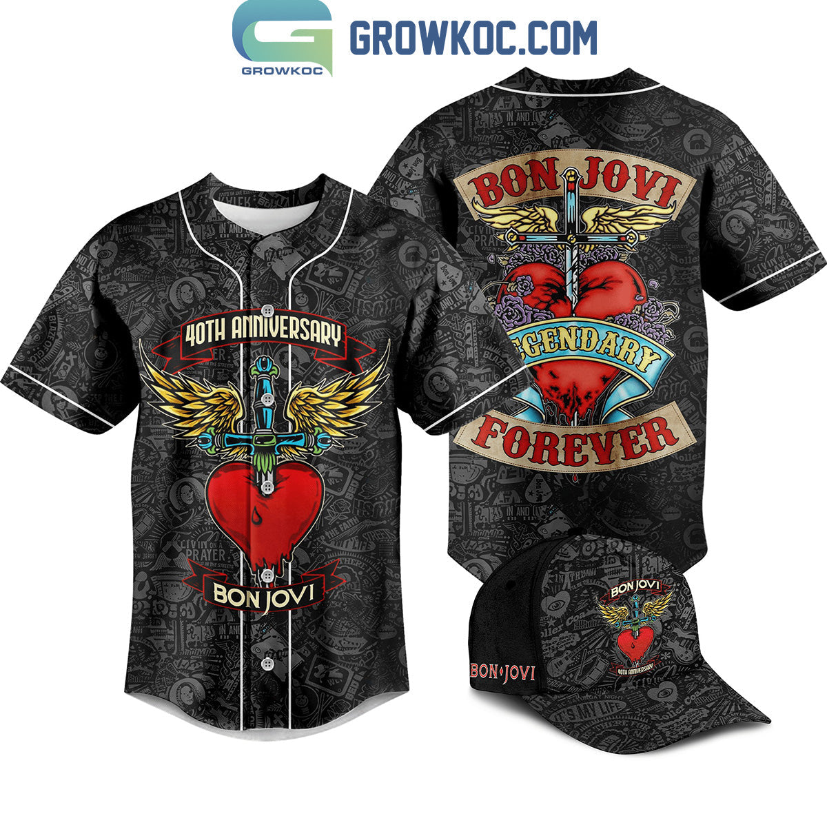 Bon Jovi 40th Anniversary Legendary Forever Baseball Jersey Unisex T-shirt, Sweatshirt, Hoodie, Long Sleeve Tee - T-Shirt, Sweatshirt, Hoodie
