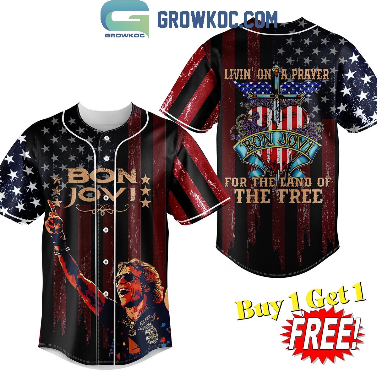 Bon Jovi For The Land Of The Free Personalized Baseball Jersey Unisex T-shirt, Sweatshirt, Hoodie, Long Sleeve Tee - T-Shirt, Sweatshirt, Hoodie