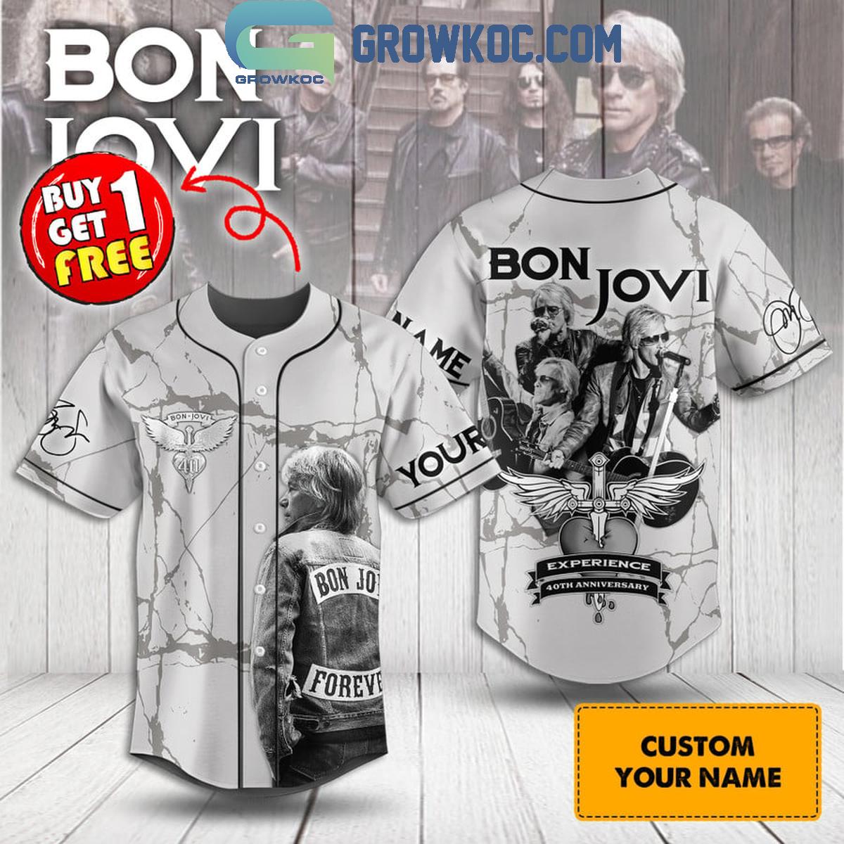 Bon Jovi Forever Experience 40th Anniversary Personalized Baseball Jersey Unisex T-shirt, Sweatshirt, Hoodie, Long Sleeve Tee - T-Shirt, Sweatshirt, Hoodie