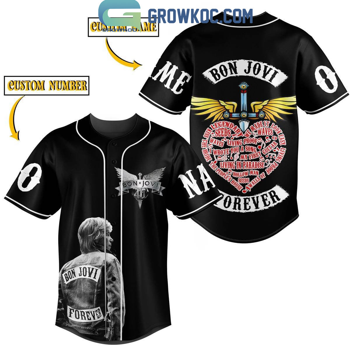 Bon Jovi Forever We Made It Look Easy Personalized Baseball Jersey Unisex T-shirt, Sweatshirt, Hoodie, Long Sleeve Tee - T-Shirt, Sweatshirt, Hoodie
