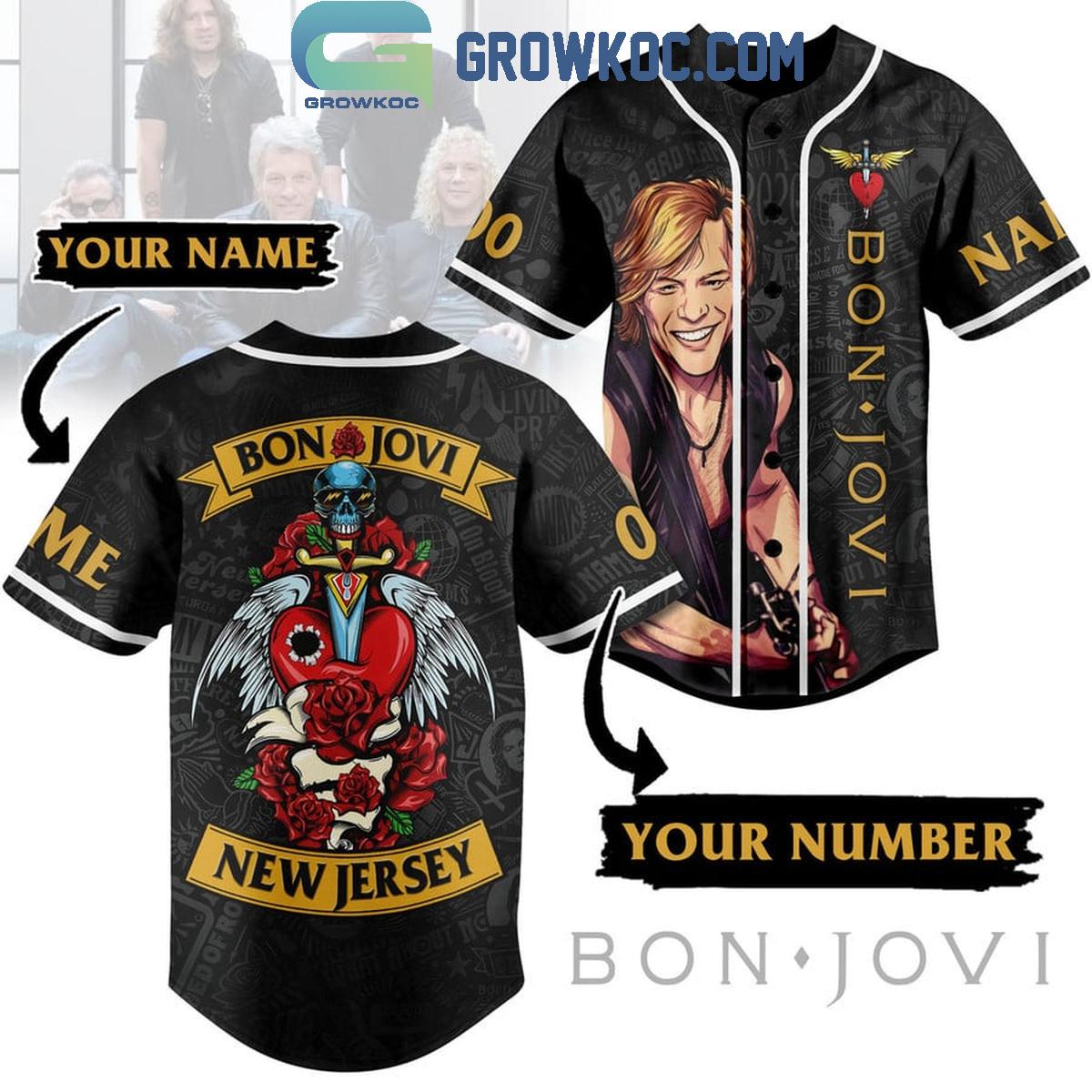 Bon Jovi Livin On The Prayer New Jersey Personalized Baseball Jersey Unisex T-shirt, Sweatshirt, Hoodie, Long Sleeve Tee - T-Shirt, Sweatshirt, Hoodie