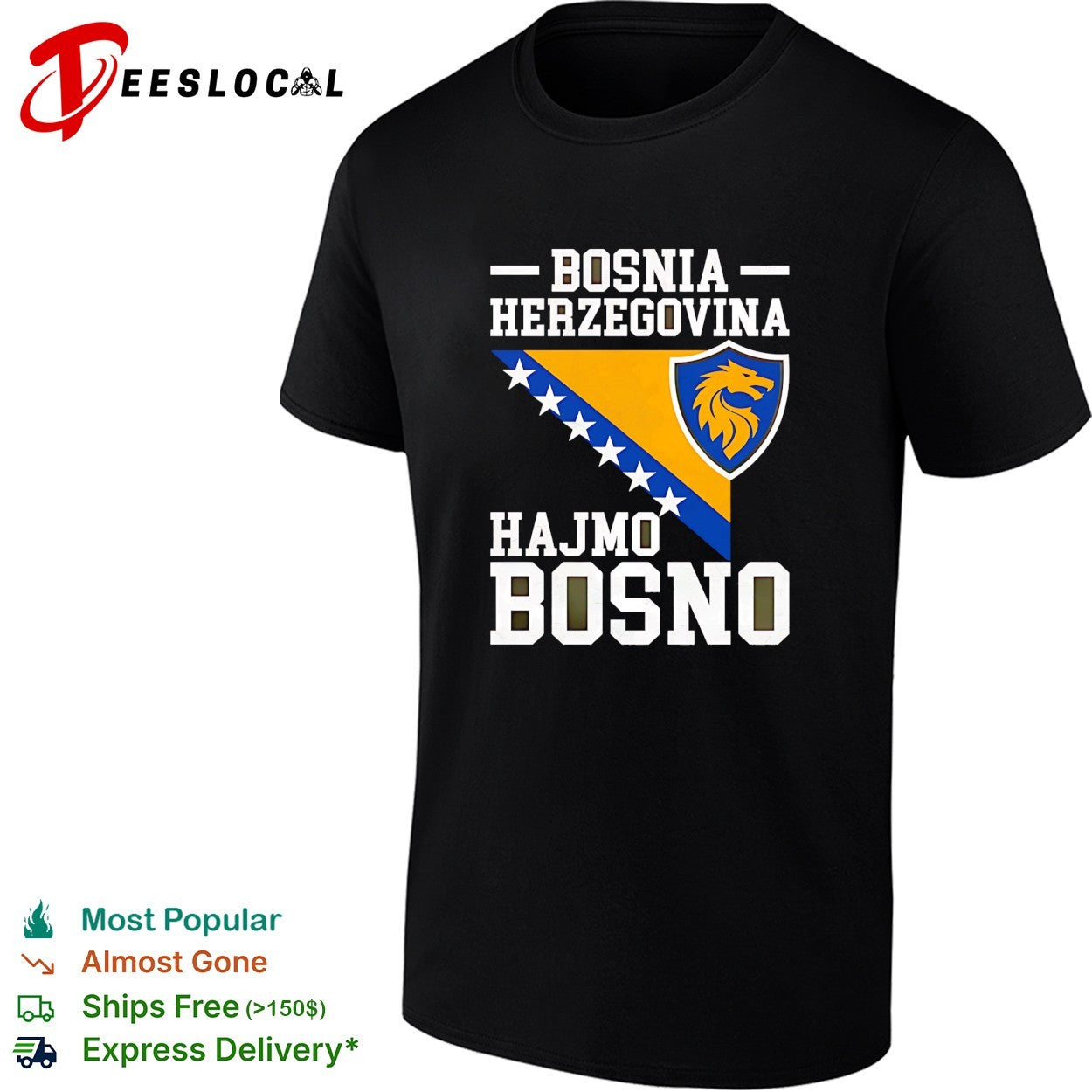 Bosnia Herzegovina Hajmo Bosno shield shirt Unisex T-shirt, Sweatshirt, Hoodie, Long Sleeve Tee - T-Shirt, Sweatshirt, Hoodie