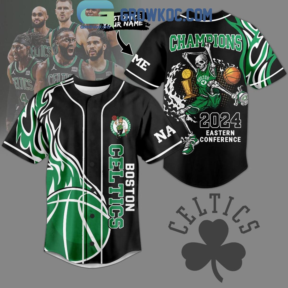 Boston Celtics 2024 Eastern Conference Champions Personalized Baseball Jersey Unisex T-shirt, Sweatshirt, Hoodie, Long Sleeve Tee - T-Shirt, Sweatshirt, Hoodie