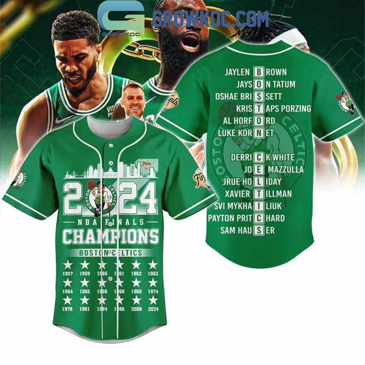 Boston Celtics 2024 NBA Finals Champions City Skyline Personalized Baseball Jersey Unisex T-shirt, Sweatshirt, Hoodie, Long Sleeve Tee - T-Shirt, Sweatshirt, Hoodie