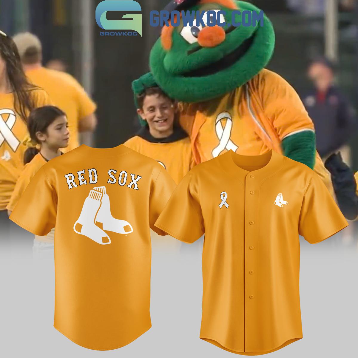 Boston Red Sox Honoring Childhood Cancer Awareness Month Baseball Jersey Unisex T-shirt, Sweatshirt, Hoodie, Long Sleeve Tee - T-Shirt, Sweatshirt, Hoodie