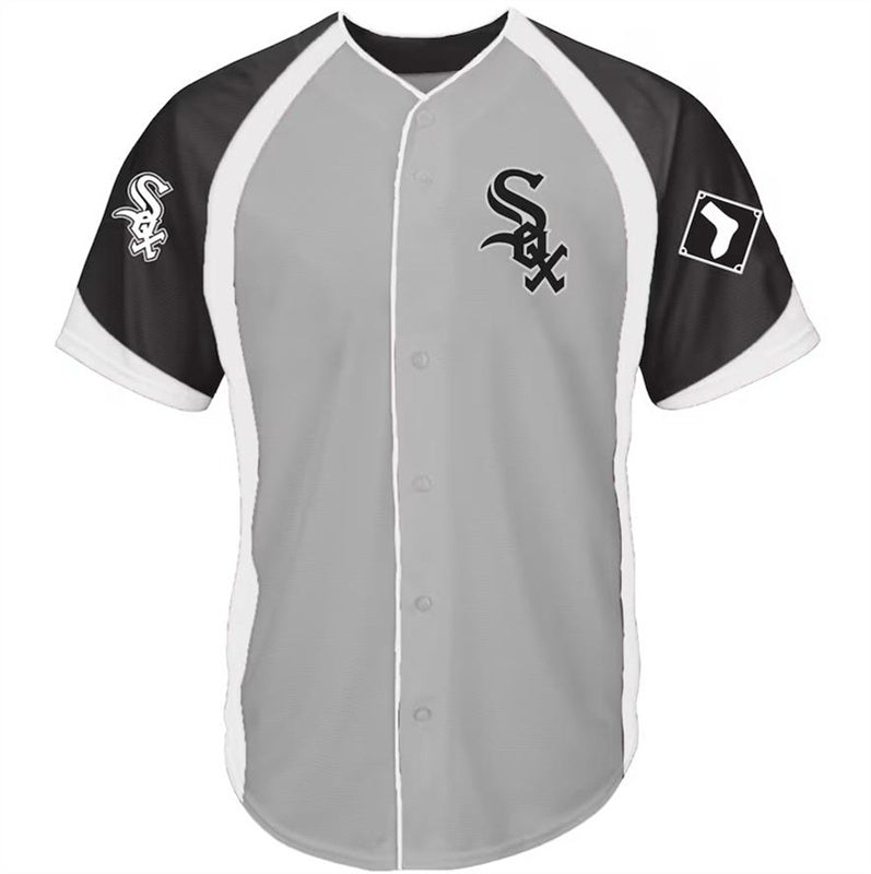 Boston Red Sox Gray Navy Big & Tall Colorblock Full-Snap Jersey Baseball Jerseys baseball jersey product view 1