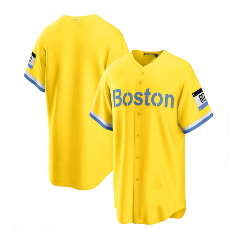 Boston Red Sox City Connect Replica Jersey - Gold Light Blue Baseball Jerseys baseball jersey product view 1