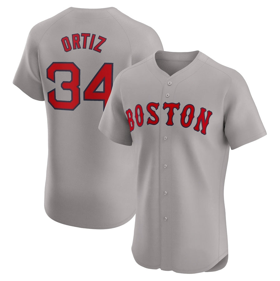 Boston Red Sox #34 David Ortiz Road Elite Player Jersey - Gray Stitched Baseball Jersey baseball jersey product view 1