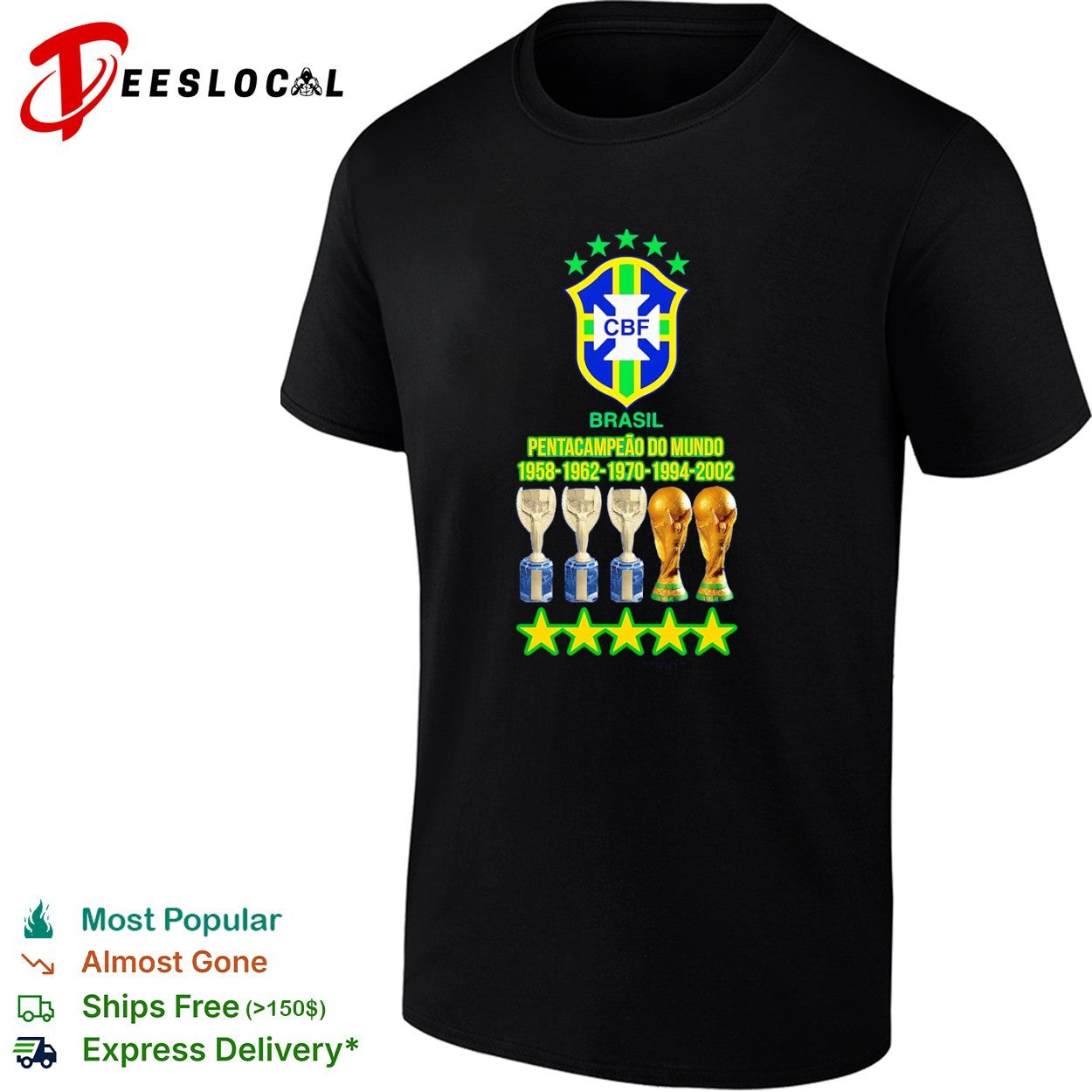 Brasil Pentacampeao do Mundo 1958 1962 1970 1994 2002 CBF World Cup team Brazil shirt Unisex T-shirt, Sweatshirt, Hoodie, Long Sleeve Tee - T-Shirt, Sweatshirt, Hoodie