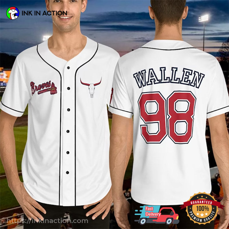 Braves Bull Skull Country Singer Morgan Baseball Jersey Unisex T-shirt, Sweatshirt, Hoodie, Long Sleeve Tee - T-Shirt, Sweatshirt, Hoodie