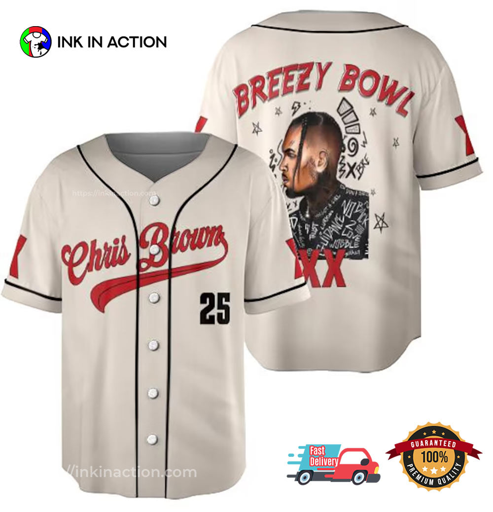 Breezy Bowl XX Tour 2025 Concert Baseball Jersey Unisex T-shirt, Sweatshirt, Hoodie, Long Sleeve Tee - T-Shirt, Sweatshirt, Hoodie