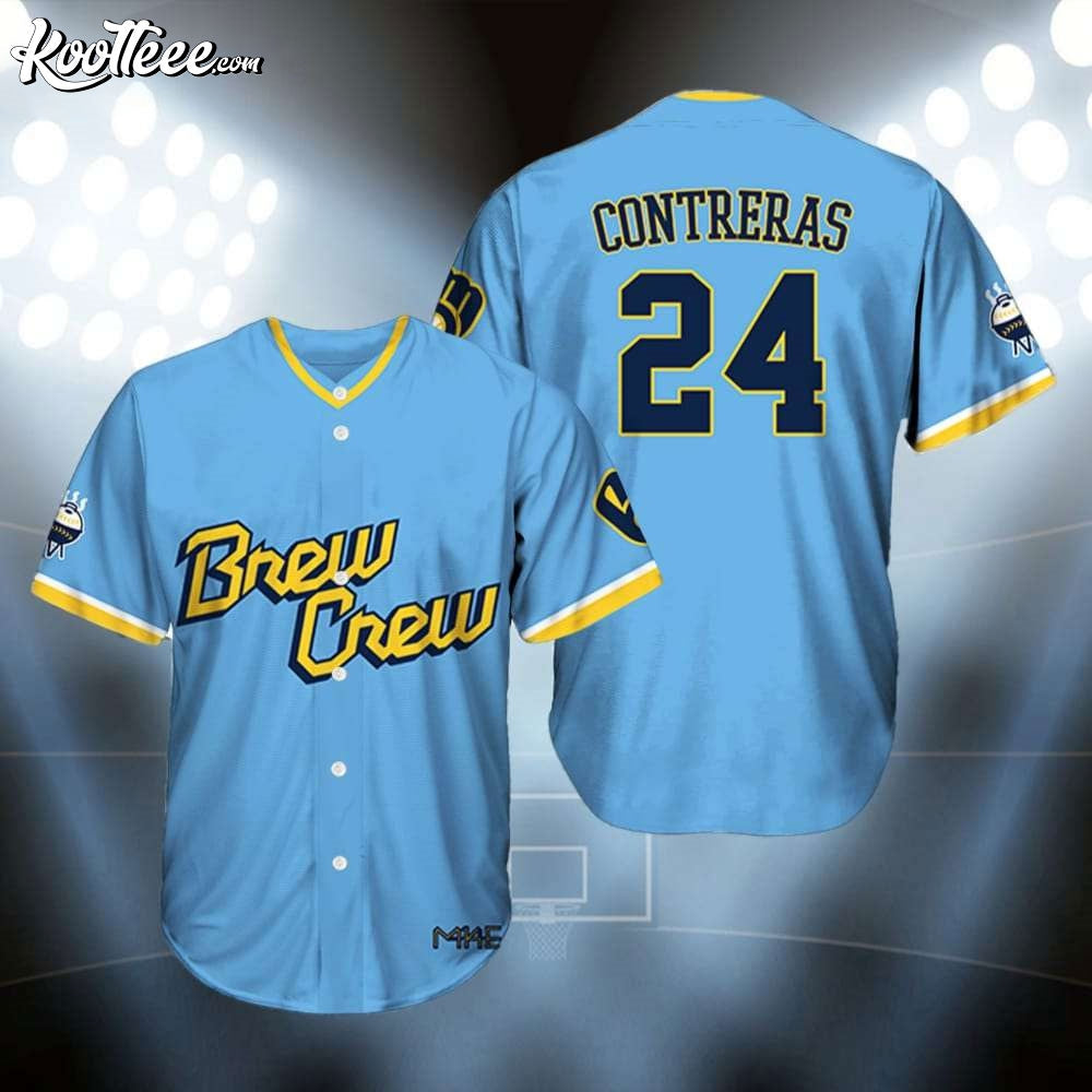 Brewers William Contreras 24 Brew Crew Baseball Jersey Unisex T-shirt, Sweatshirt, Hoodie, Long Sleeve Tee - T-Shirt, Sweatshirt, Hoodie
