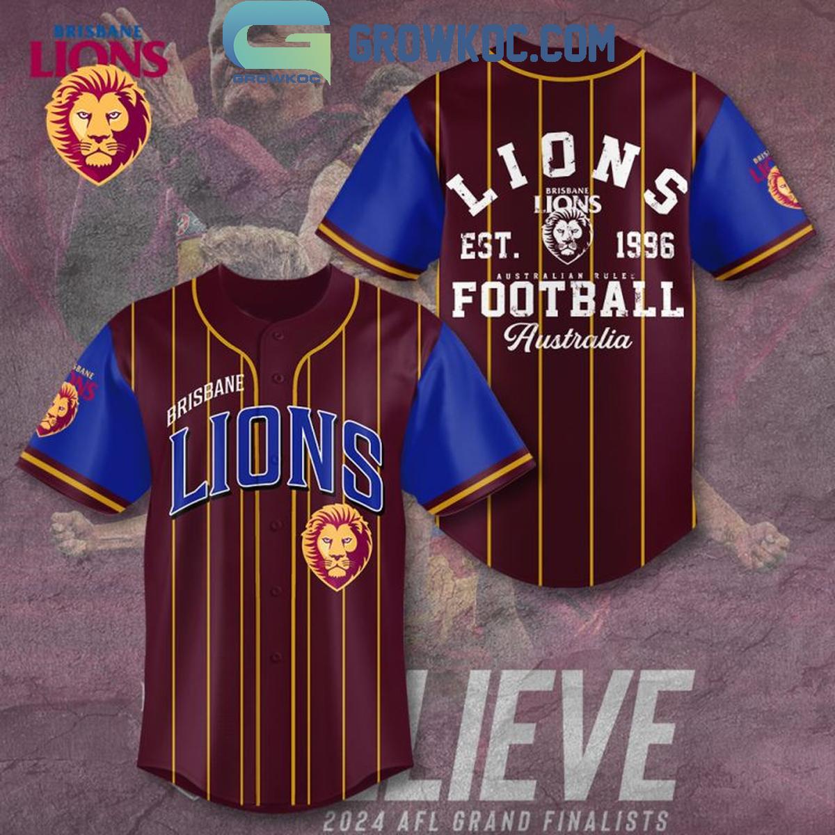 Brisbane Lions Since 1996 Lions Football Baseball Jersey Unisex T-shirt, Sweatshirt, Hoodie, Long Sleeve Tee - T-Shirt, Sweatshirt, Hoodie
