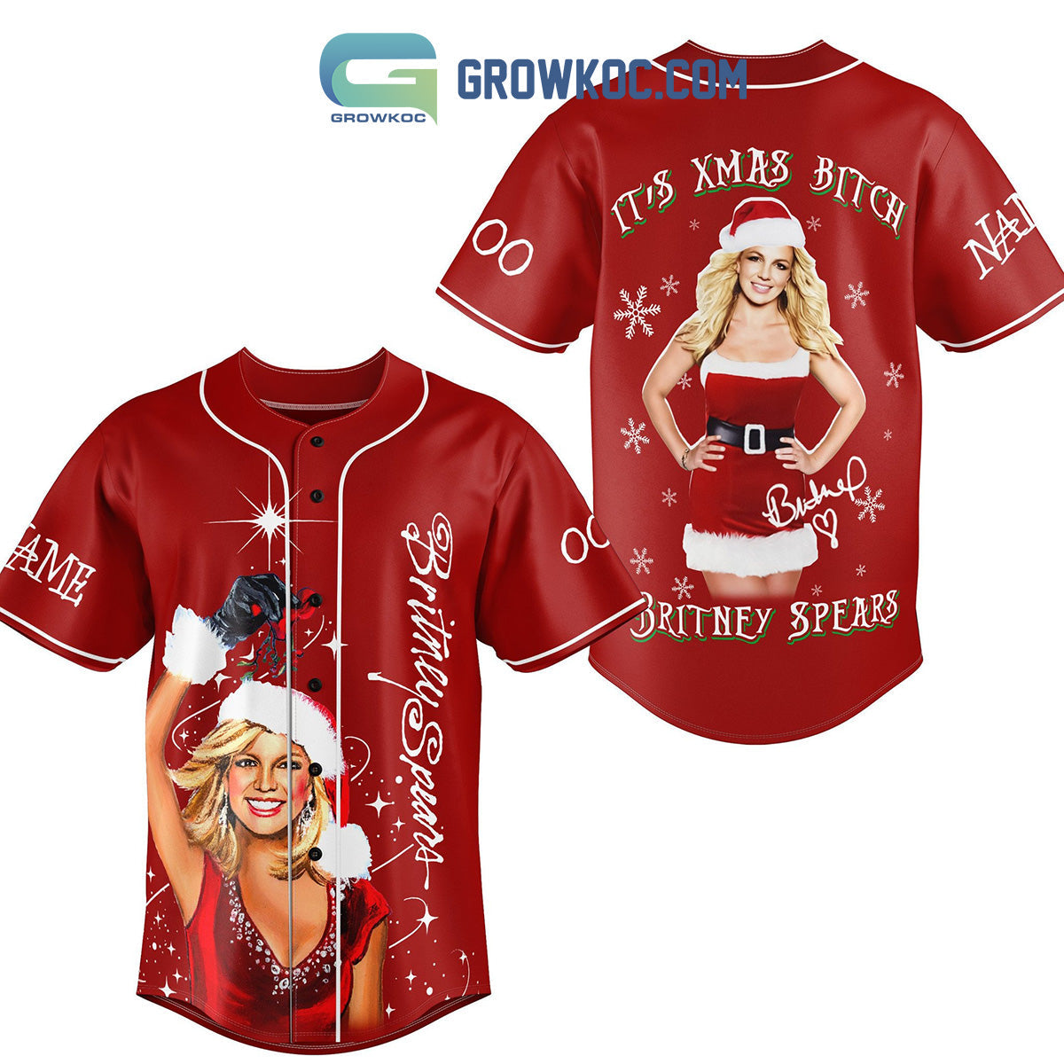Britney Spears It Is Xmas Btch Baby One More Time Christmas Custom Name Number Baseball Jersey - T-Shirt, Sweatshirt, Hoodie