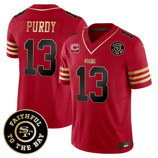 Brock Purdy San Francisco 49ers Faithful To The Bay Jersey - Scarlet football jersey product view 1