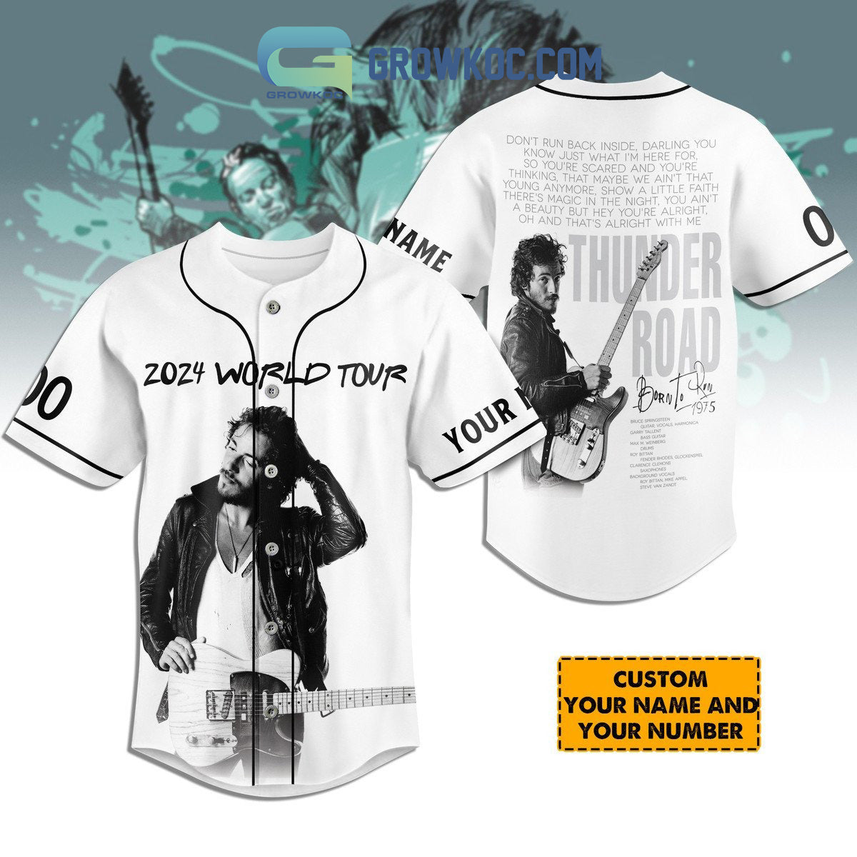 Bruce Springsteen Thunder Road 2024 World Tour Personalized Baseball Jersey Unisex T-shirt, Sweatshirt, Hoodie, Long Sleeve Tee - T-Shirt, Sweatshirt, Hoodie