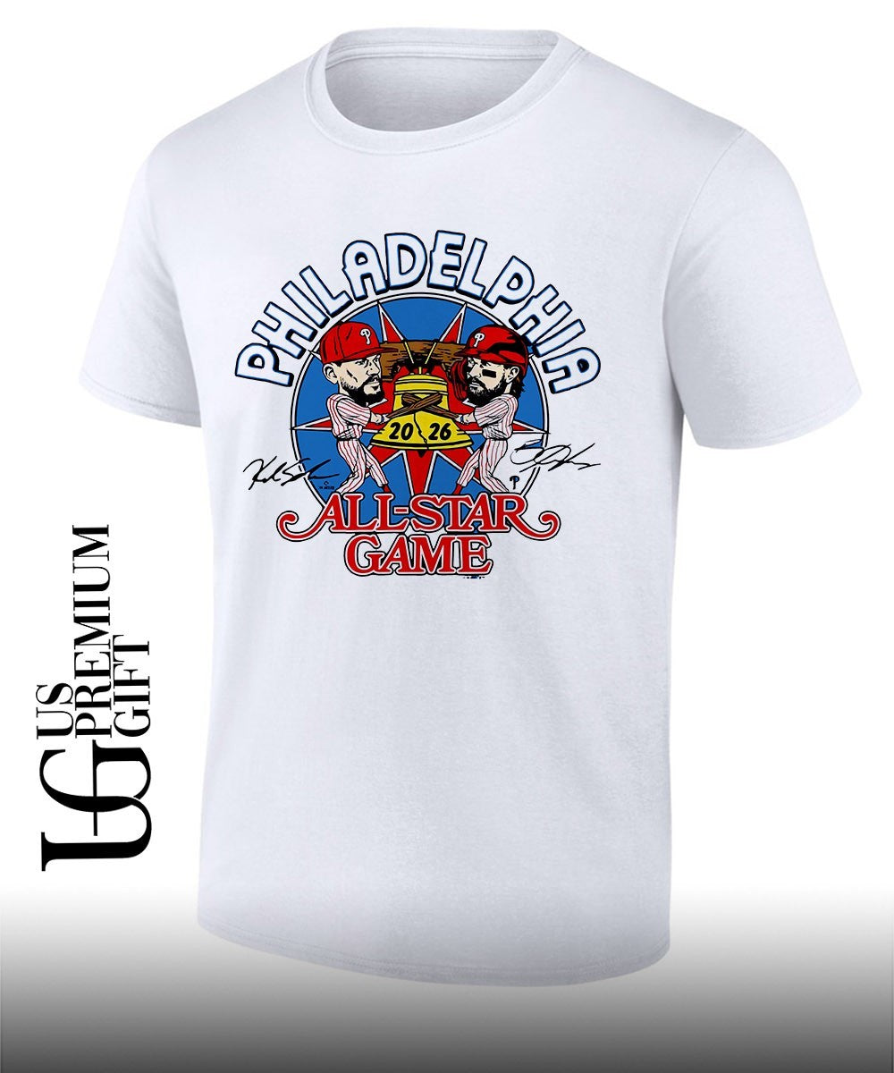 Bryce Harper and Kyle Schwarber Philadelphia Phillies 2026 MLB All-Star Game signature caricature shirt - T-Shirt, Sweatshirt, Hoodie