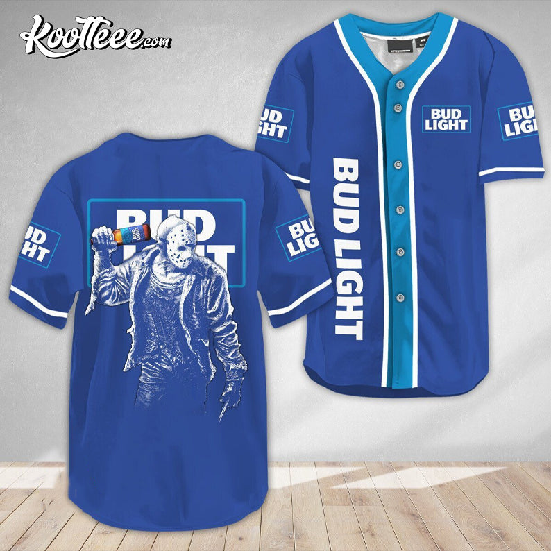 Bud Light Jason Voorhees Friday The 13th Baseball Jersey Unisex T-shirt, Sweatshirt, Hoodie, Long Sleeve Tee - T-Shirt, Sweatshirt, Hoodie