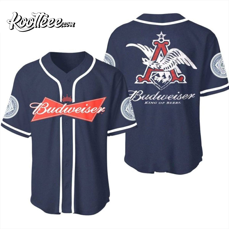 Budweiser King of Beers Baseball Jersey Unisex T-shirt, Sweatshirt, Hoodie, Long Sleeve Tee - T-Shirt, Sweatshirt, Hoodie