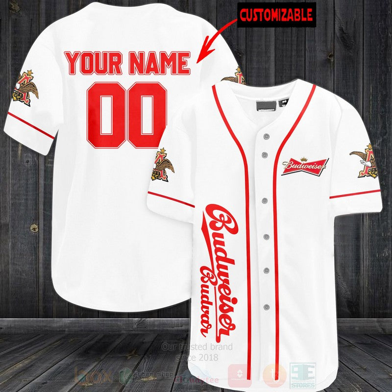 FASHION Budweiser Personalized Baseball Jerseys Botton Shirt Unisex T-shirt, Sweatshirt, Hoodie, Long Sleeve Tee - T-Shirt, Sweatshirt, Hoodie