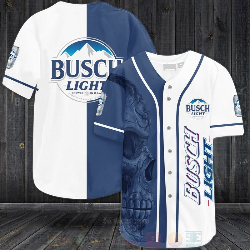 FASHION Busch Beer Skull Baseball Jerseys Botton Shirt Unisex T-shirt, Sweatshirt, Hoodie, Long Sleeve Tee - T-Shirt, Sweatshirt, Hoodie