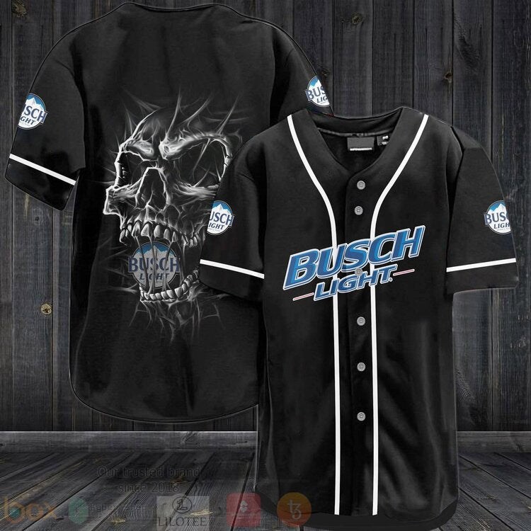 FASHION Busch Light Skull Black Baseball Jerseys Botton Shirt Unisex T-shirt, Sweatshirt, Hoodie, Long Sleeve Tee - T-Shirt, Sweatshirt, Hoodie