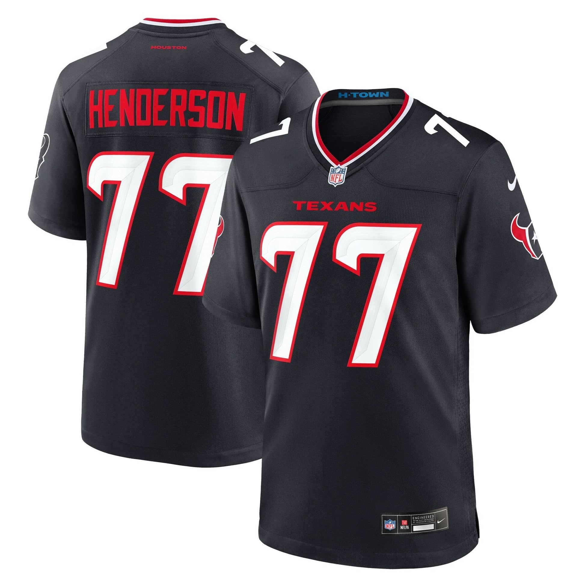 Houston Texans LaDarius Henderson Navy Game Jersey football jersey product view 1