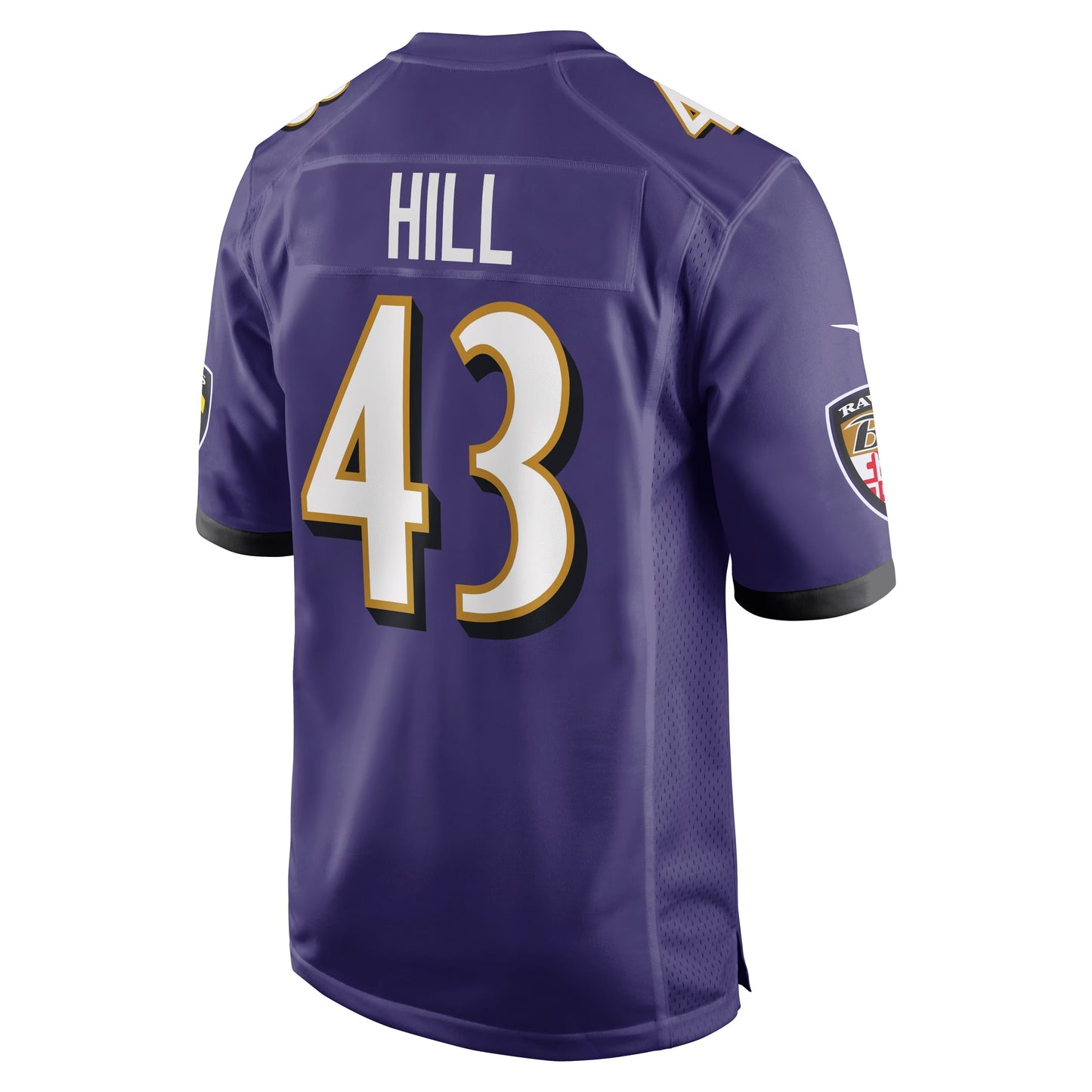 Baltimore Ravens Justice Hill Purple Game Jersey football jersey product view 3
