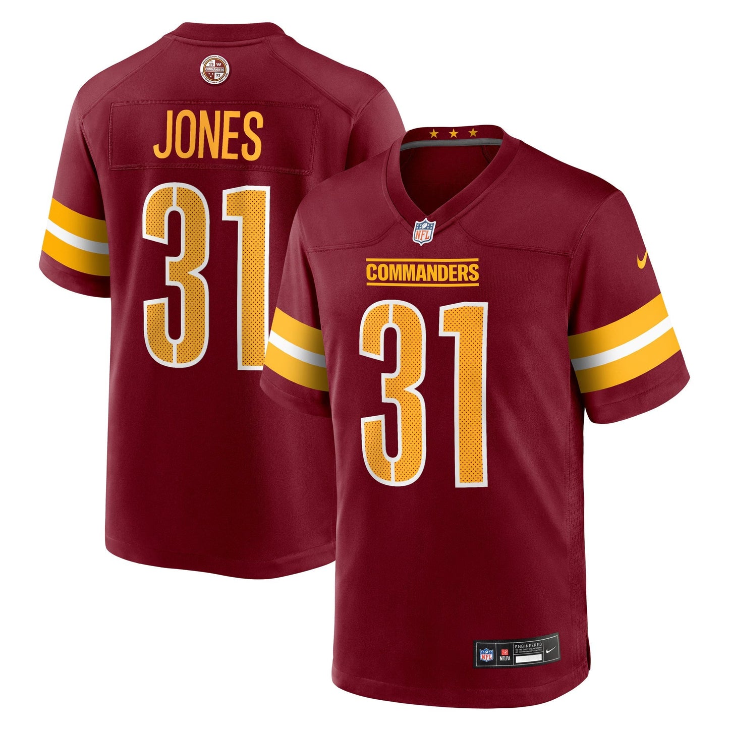 Washington Commanders Jonathan Jones Burgundy Team Game Jersey football jersey product view 1