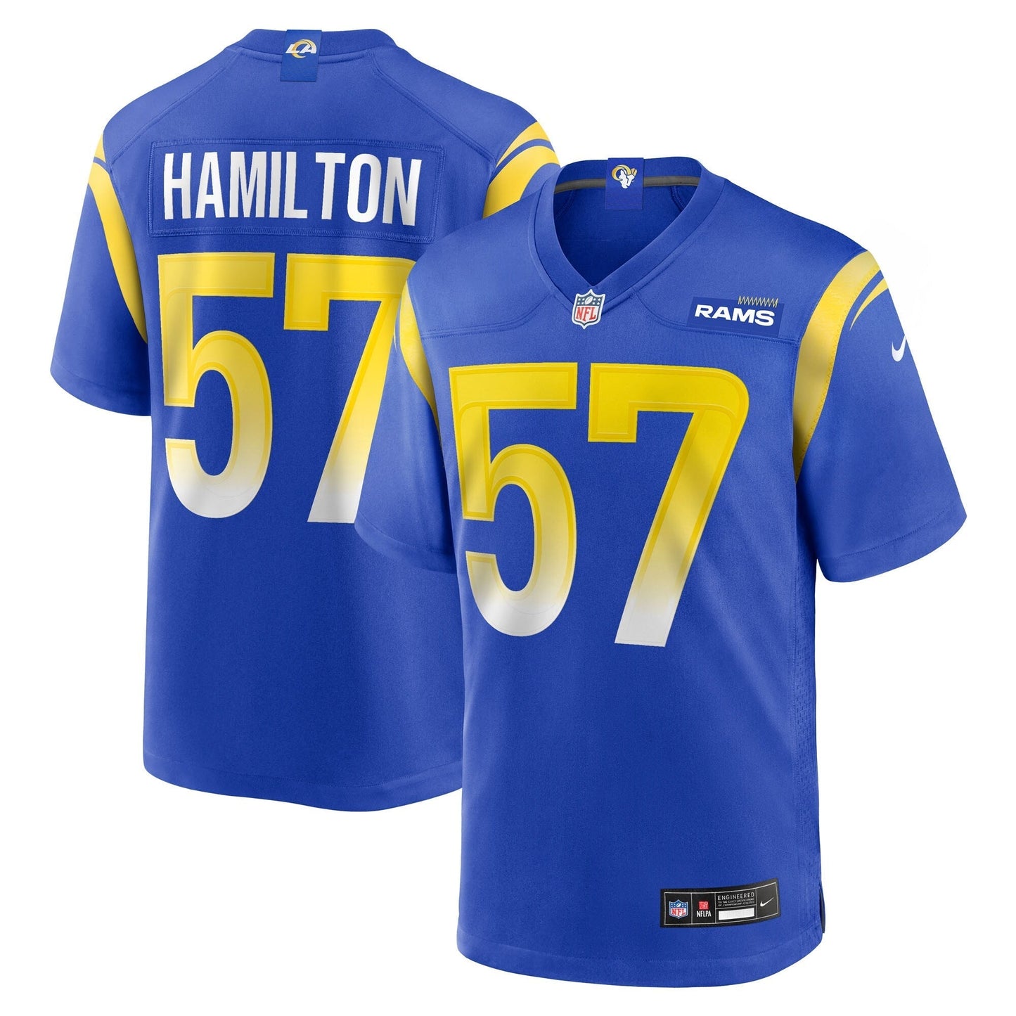 Los Angeles Rams Ty Hamilton Royal Team Game Jersey football jersey product view 1