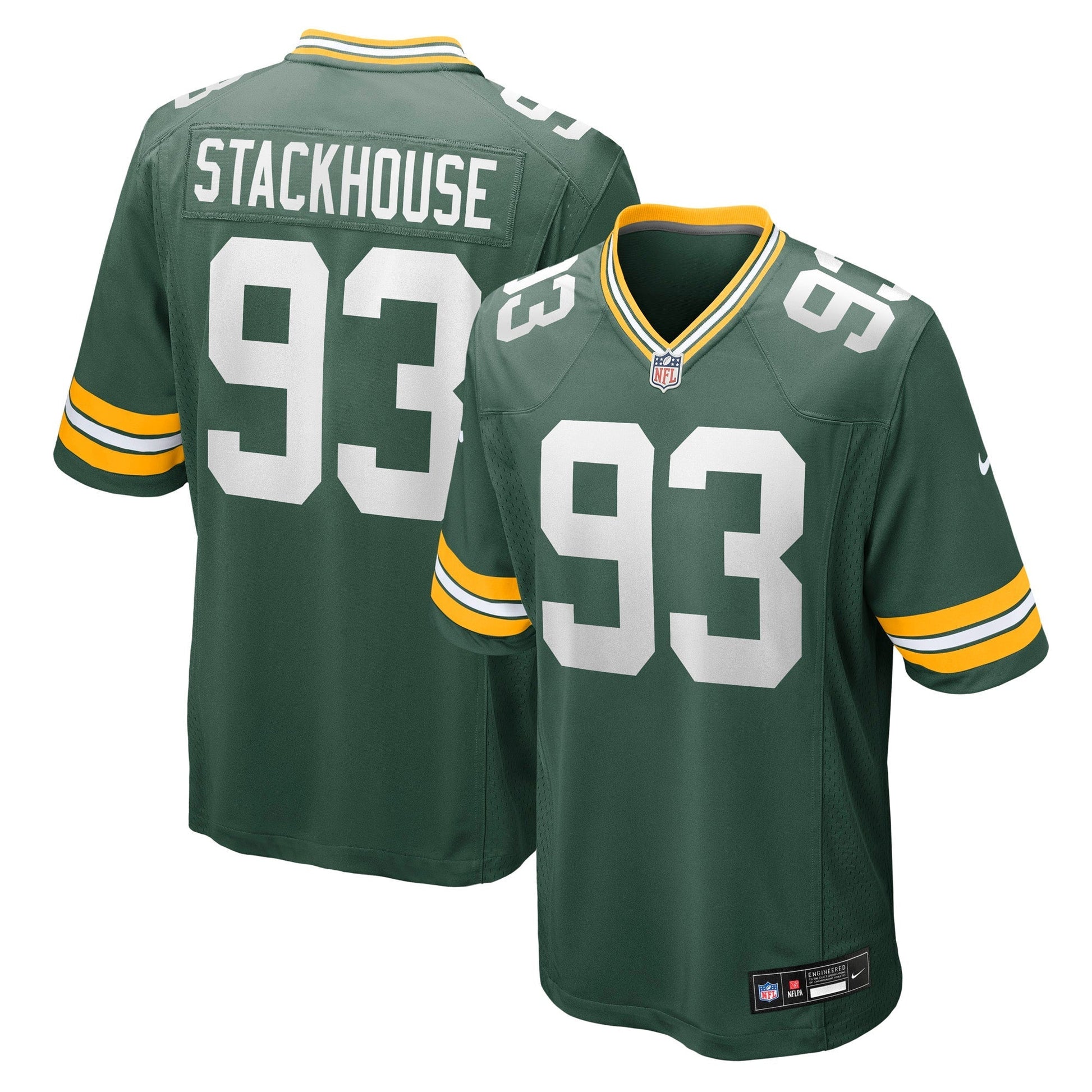 Green Bay Packers Nazir Stackhouse Green Team Game Jersey football jersey product view 1