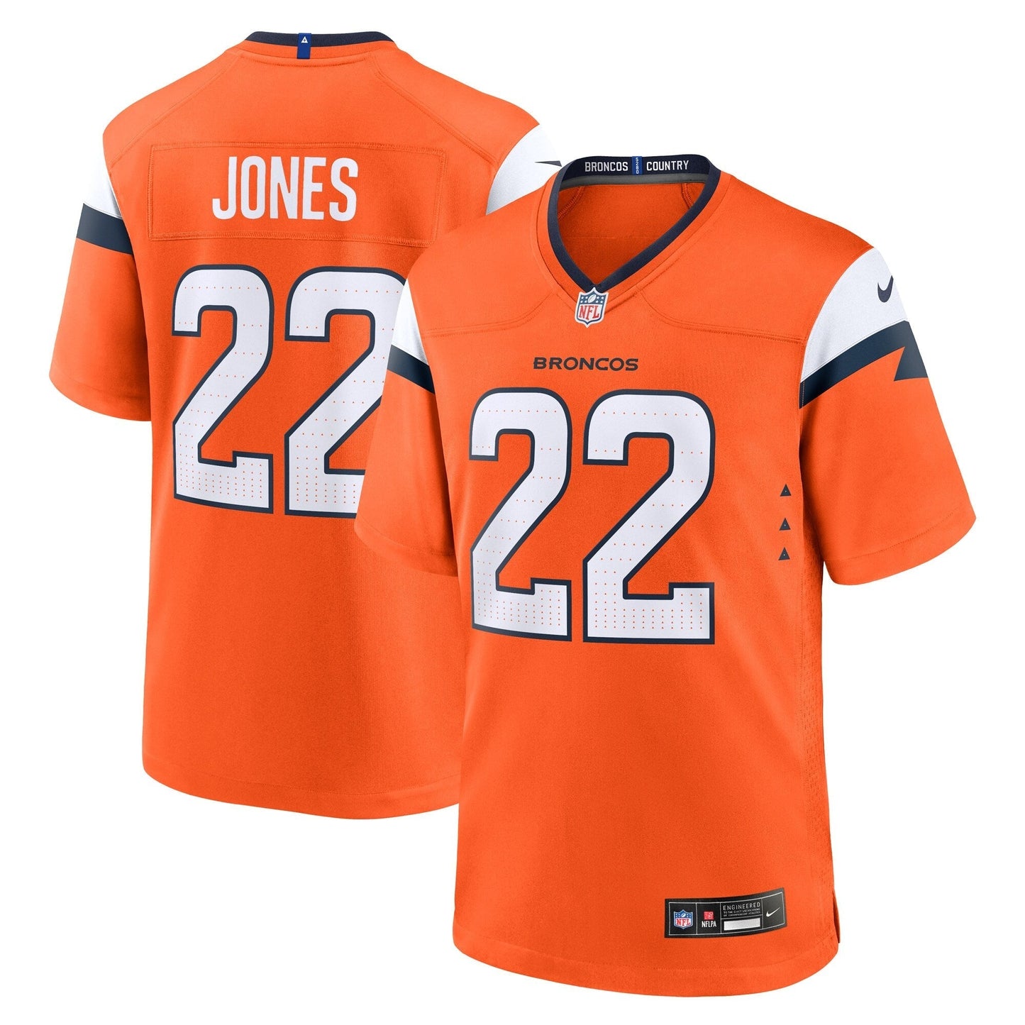 Denver Broncos Brandon Jones Orange Team Game Jersey football jersey product view 1