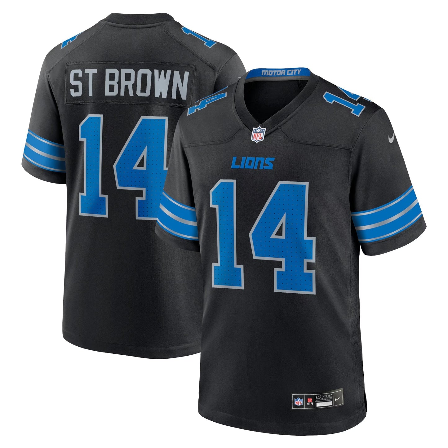 Detroit Lions Amon-Ra St. Brown Black 2nd Alternate Game Jersey football jersey product view 1