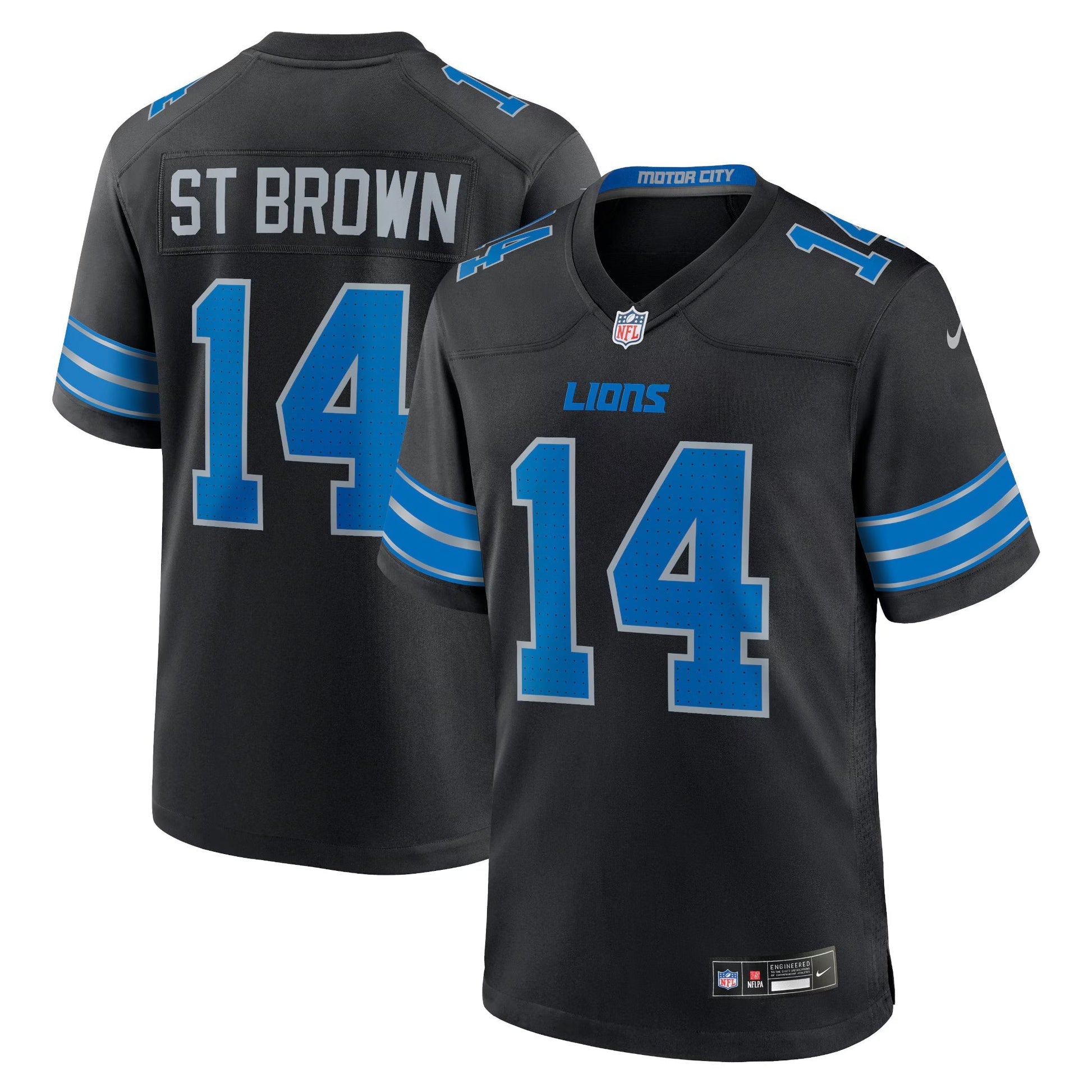 Detroit Lions Amon-Ra St. Brown Black 2nd Alternate Game Jersey football jersey product view 1