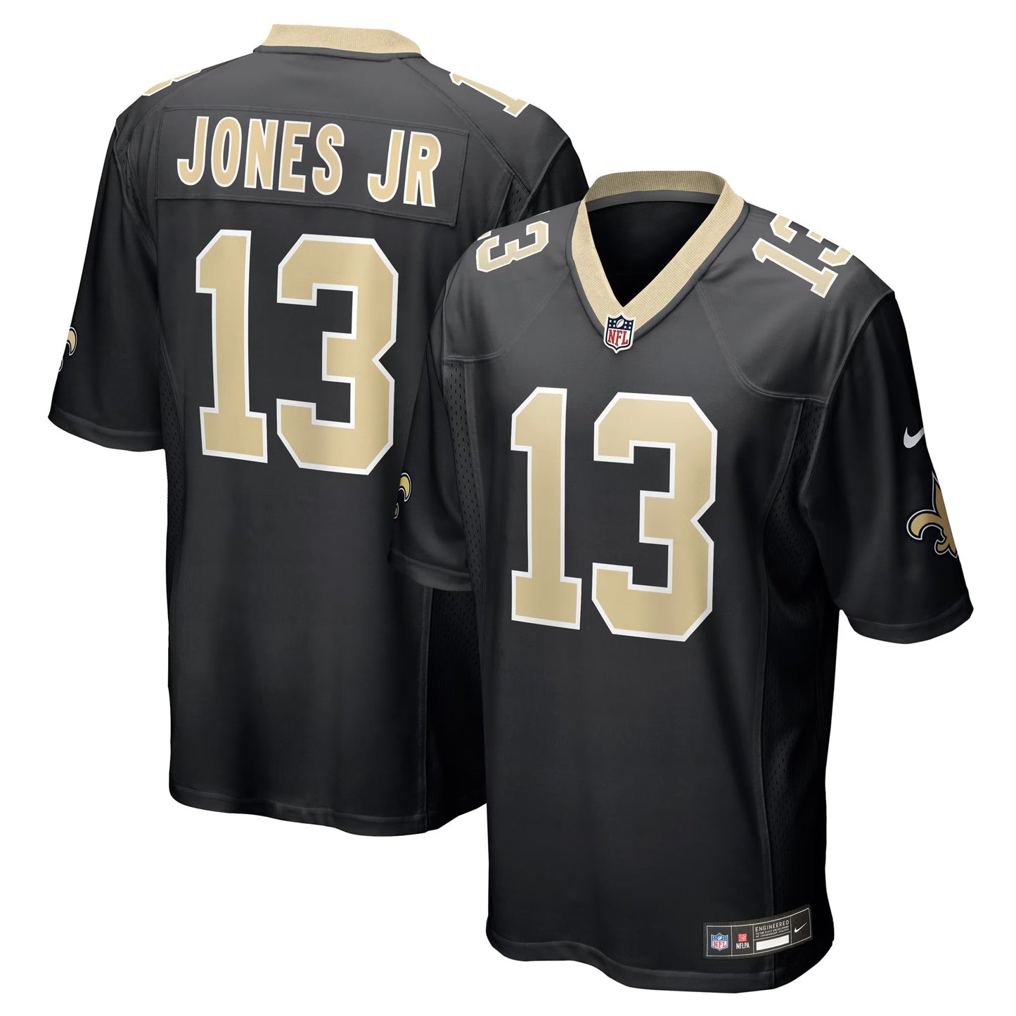 New Orleans Saints Velus Jones Jr. Black Team Game Jersey football jersey product view 1