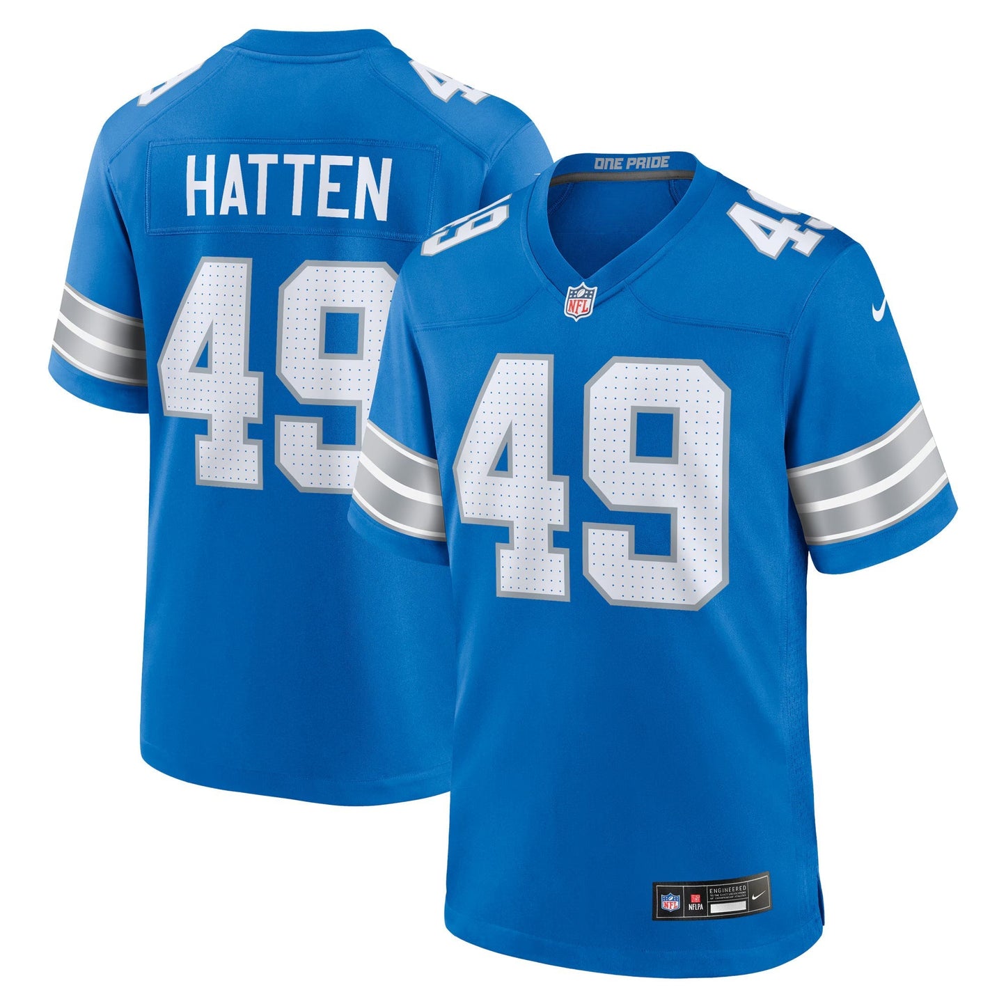 Detroit Lions Hogan Hatten Blue Game Jersey football jersey product view 1