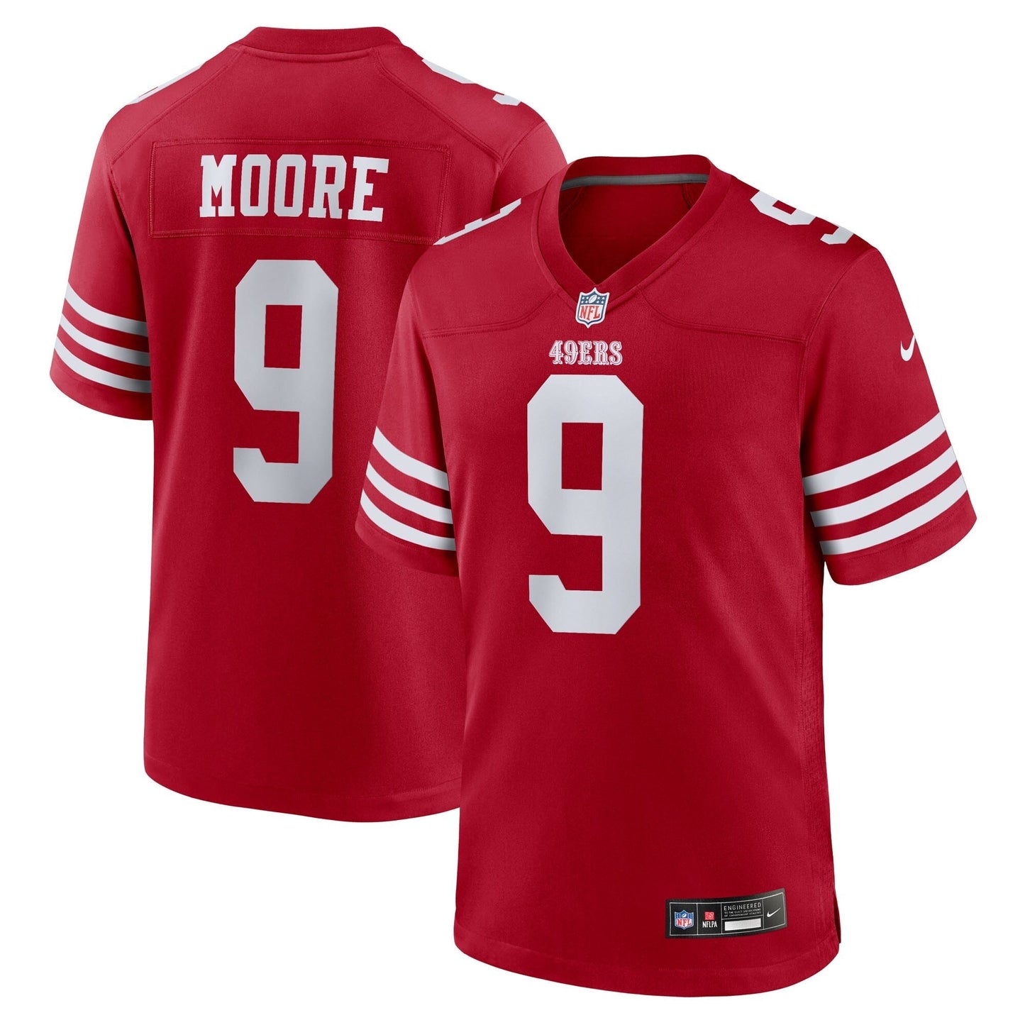 San Francisco 49ers Skyy Moore Scarlet Team Game Jersey football jersey product view 1