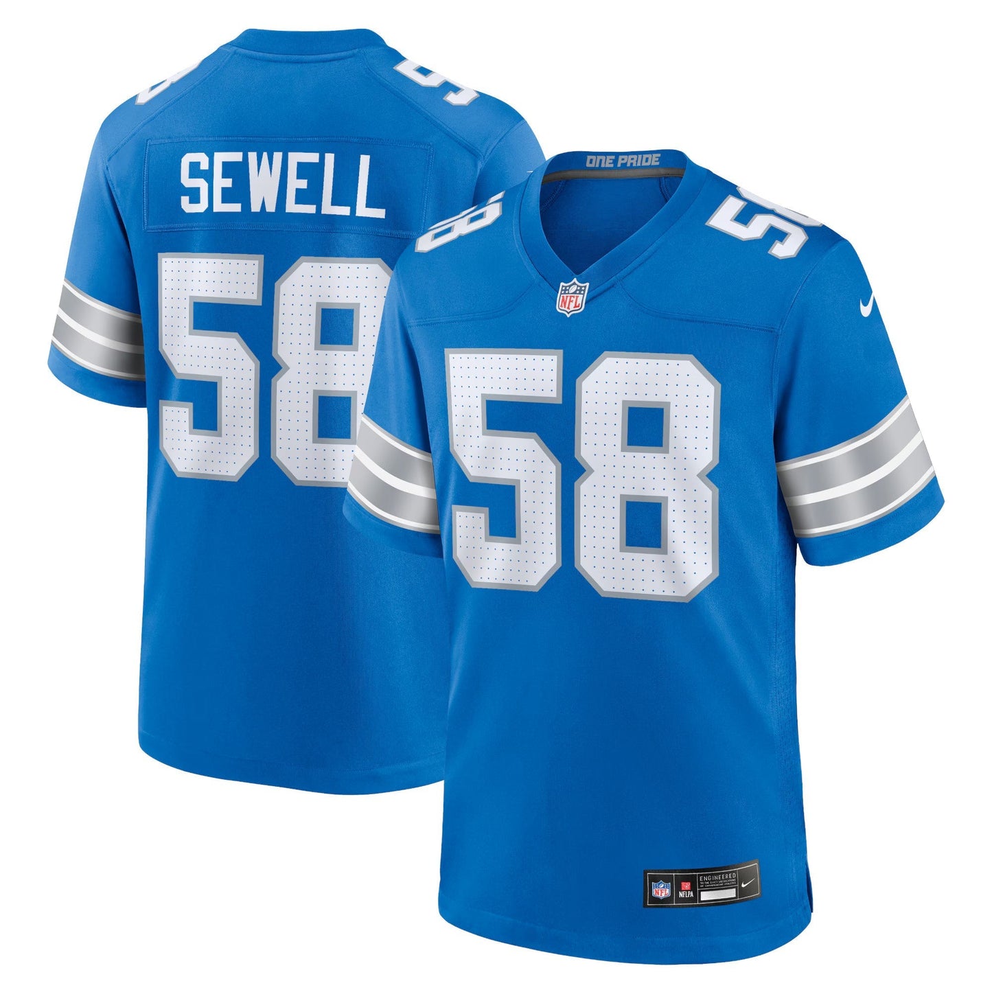Detroit Lions Penei Sewell Blue Game Jersey football jersey product view 1