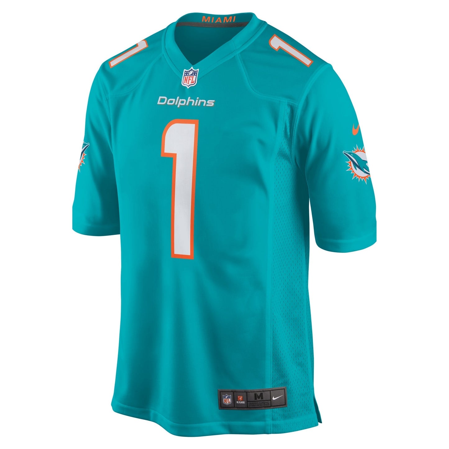 Miami Dolphins Number 1 Groom Aqua Game Jersey football jersey product view 2