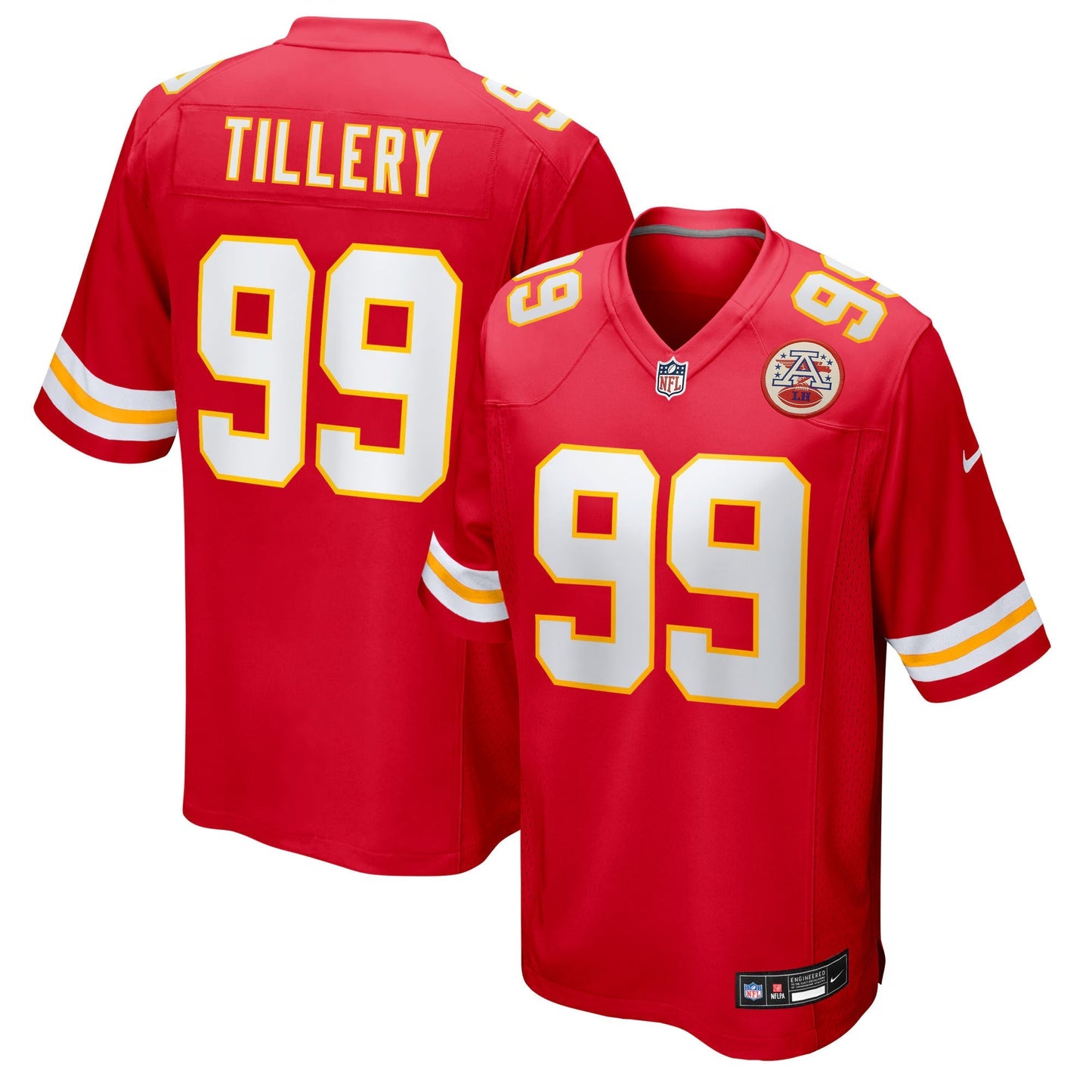 Kansas City Chiefs Jerry Tillery Red Team Game Jersey football jersey product view 1