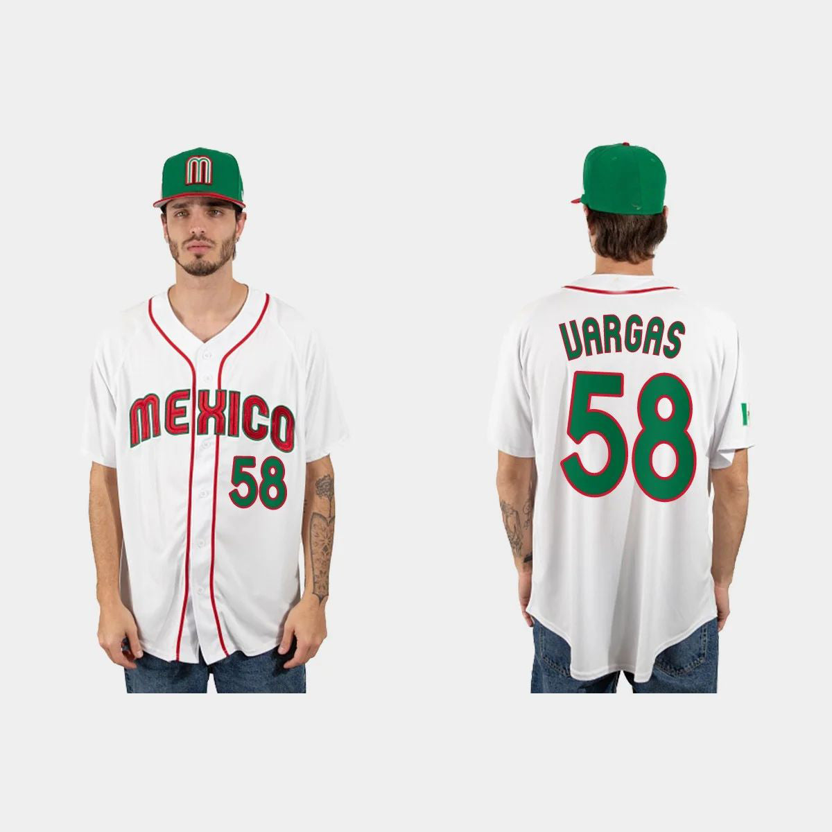 #58 CESAR VARGAS MEXICO BASEBALL 2023 WORLD BASEBALL CLASSIC JERSEY ¨C WHITE Stitches Baseball Jerseys baseball jersey product view 1