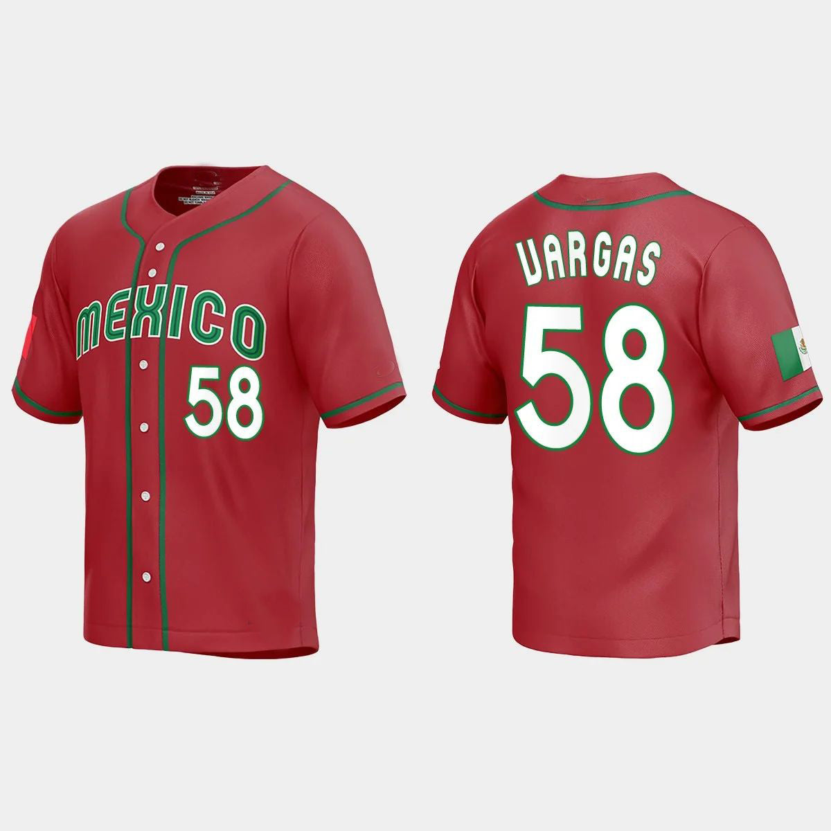 #58 CESAR VARGAS MEXICO BASEBALL 2023 WORLD BASEBALL CLASSIC REPLICA JERSEY ¨C RED Stitches Baseball Jerseys baseball jersey product view 1
