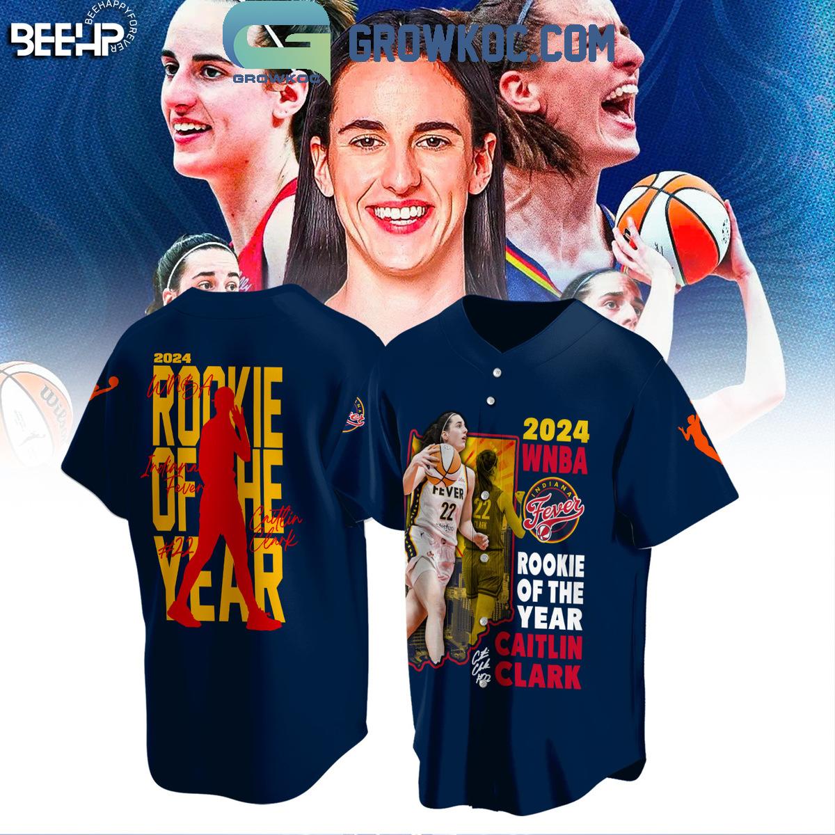 Caitlin Clark 2024 WNBA Rookie Of The Year Indiana Fever Baseball Jersey Unisex T-shirt, Sweatshirt, Hoodie, Long Sleeve Tee - T-Shirt, Sweatshirt, Hoodie