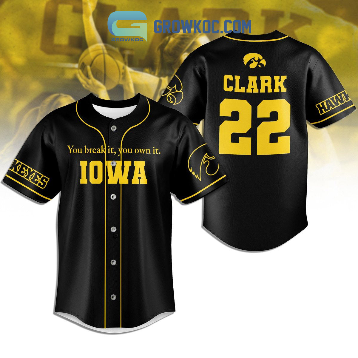 Caitlin Clark Iowa Hawkeyes Black Version Fan Baseball Jersey Unisex T-shirt, Sweatshirt, Hoodie, Long Sleeve Tee - T-Shirt, Sweatshirt, Hoodie