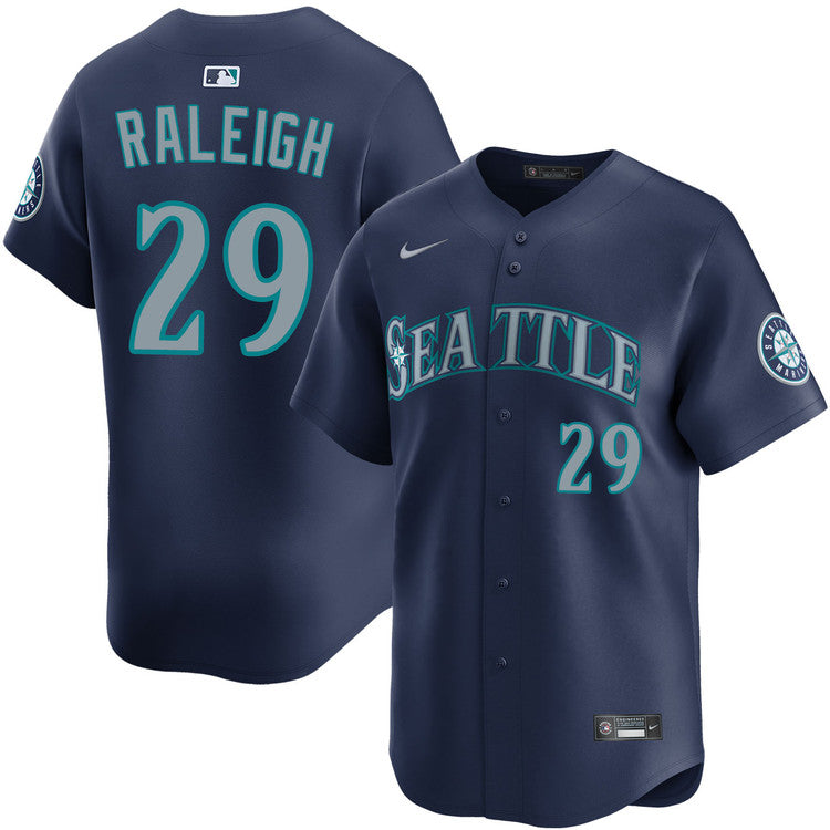 Cal Raleigh Seattle Mariners Road Jersey - Navy baseball jersey product view 1