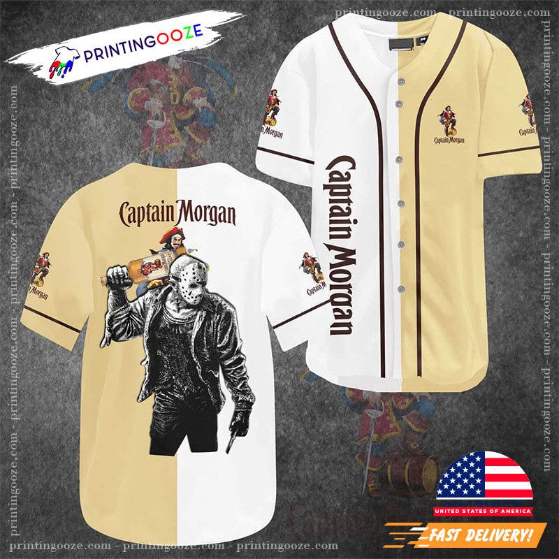 Captain Morgan Halloween Jason Baseball Jersey Unisex T-shirt, Sweatshirt, Hoodie, Long Sleeve Tee - T-Shirt, Sweatshirt, Hoodie